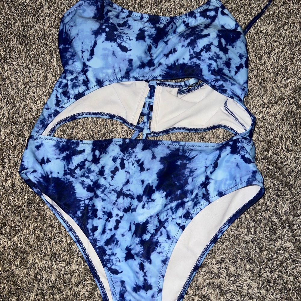 Blue Tie-Dye Kids One Piece Swimsuit